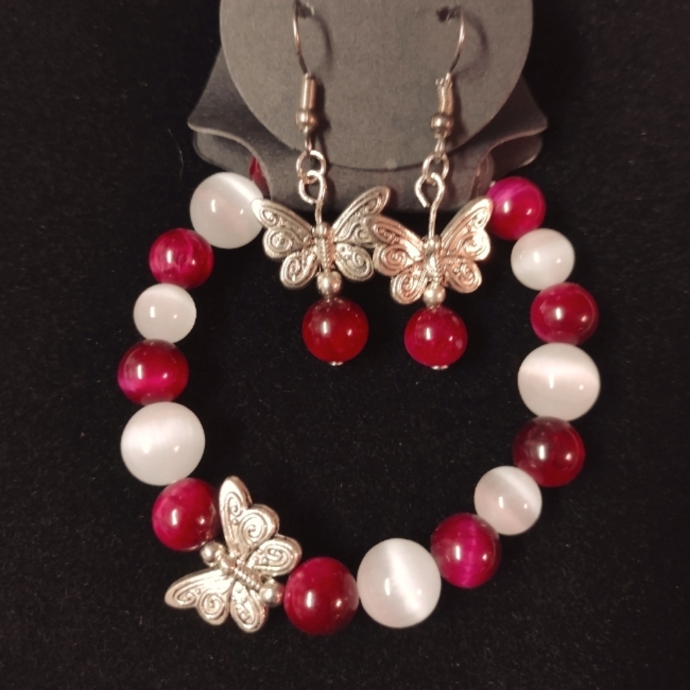 Cranberry Cats eye Butterfly Set